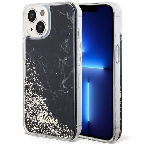 GUESS tok iPhone 13 / 14 / 15 számára GUHCP14SLCSGSGK (Liquid Glitter Marble) fekete