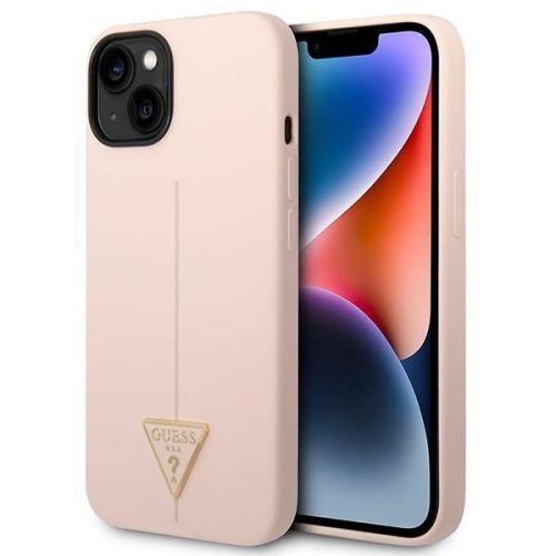 GUESS tok iPHONE 13 / 14 / 15 GUHCP14SSLTGP (Szilikon Háromszög) rózsaszín