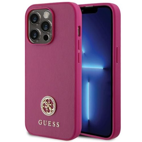 GUESS tok IPHONE 15 Pro-hoz GUHCP15LPS4DGPP (Strass Metal Logo) rózsaszín