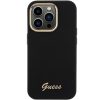 GUESS tok IPHONE 15 Pro-hoz GUHCP15LSMBSLK (Szilikon Script Fém Logó & Keret) fekete