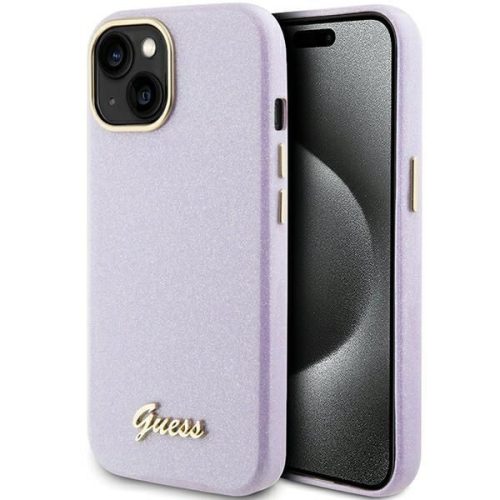GUESS tok IPHONE 13 / 14 / 15 készülékekhez GUHCP15SPGMCSL (Glitter Glossy Script) lila
