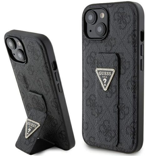 GUESS tok IPHONE 13 / 14 / 15 számára GUHCP15SPGS4TDK (Grip Stand 4G Triangle Strass) fekete