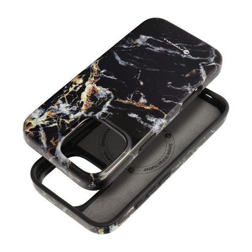 CELL F-PROTECT Mirage, katonai ejtési teszten átesett tok, amely kompatibilis a MagSafe-fel, IPHONE 16 PRO MAX készülékhez, fekete márvány.