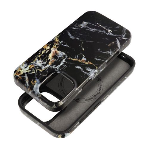 CELL F-PROTECT Mirage, katonai csepptesztelt tok, kompatibilis a MagSafe-el IPHONE 16 PLUS-hoz, fekete márvány