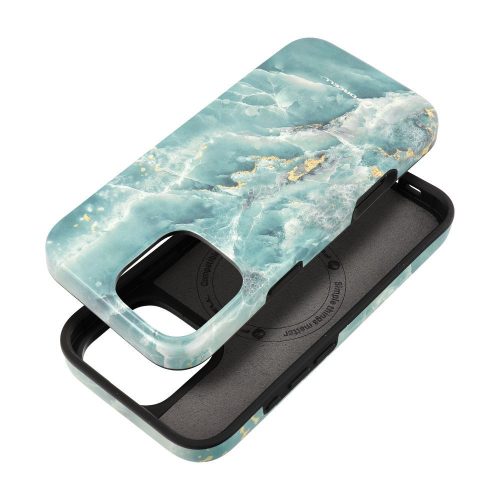 CELL F-PROTECT Mirage, katonai eséstesztekkel ellenőrzött tok, kompatibilis a MagSafe funkcióval IPHONE 16 PRO MAX-hoz, zöld márvány