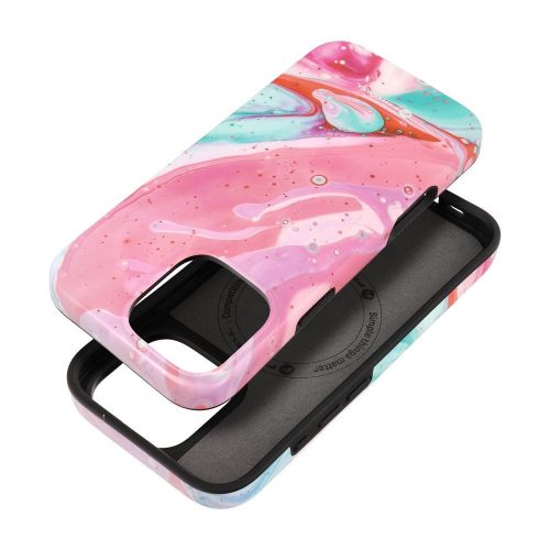 CELL F-PROTECT Mirage, ütésálló tok, amely MagSafe kompatibilis az IPHONE 16 PRO MAX készülékkel, rózsaszín márvány mintával