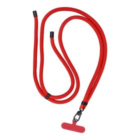   SWING (8mm) telefontartó nyakpánt, állítható hosszúságú telefontartó medál / zsinór hossza 165cm (max 82,5cm a hurokban) / viselhető vállon vagy nyakban - piros