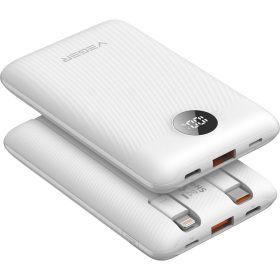   Powerbank Veger (W1170) PD QC3.0 2A 22,5W 10000 mAh z with built-in USB C cables/ Lightning white