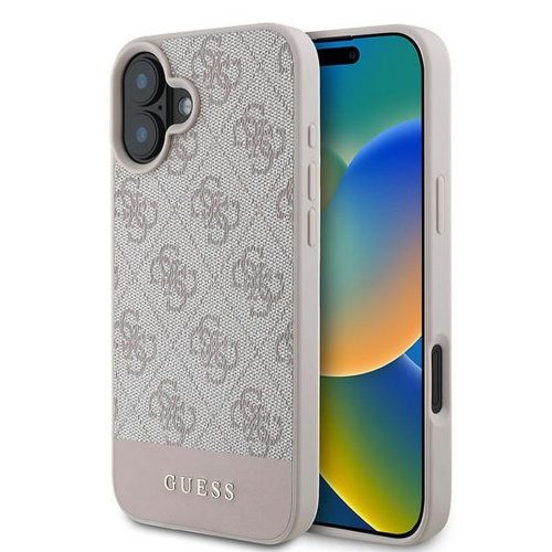 GUESS tok IPHONE 16 Plus-hoz GUHCP16MG4GLPI (4G PU alul csíkos) rózsaszín