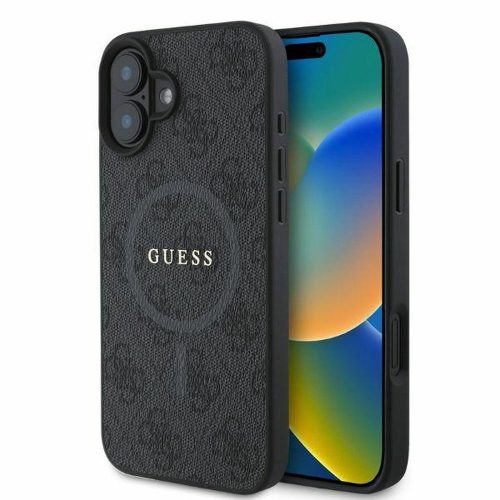 GUESS tok IPHONE 16-hoz, MagSafe kompatibilis GUHMP16SG4GFRK (PU 4G Ring Classic Logo) fekete