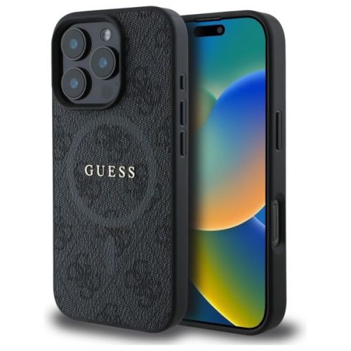 GUESS tok IPHONE 16 Pro Max-hoz, kompatibilis MagSafe-fel GUHMP16XG4GFRK (PU 4G Ring Classic Logo) fekete