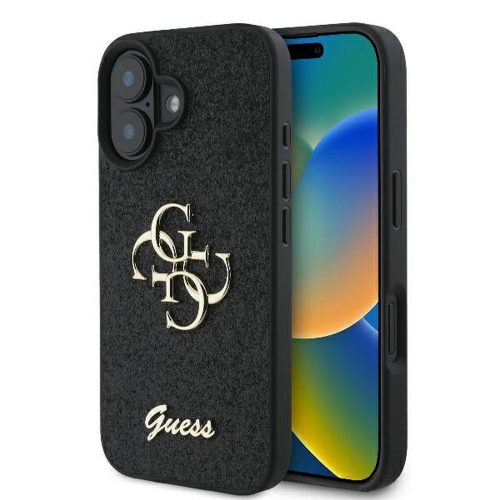 GUESS tok IPHONE 16 Plus GUHCP16MHG4SGK (Fixed Glitter Big 4G) fekete