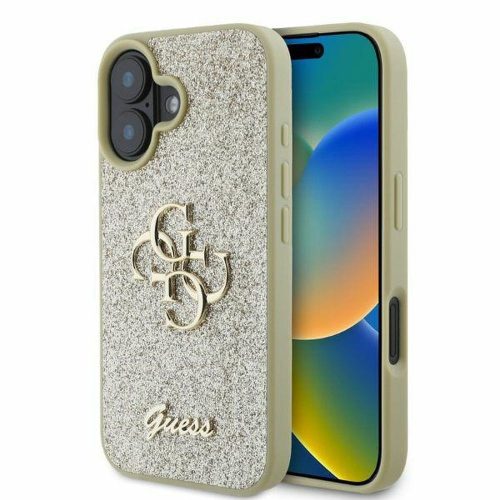 GUESS tok IPHONE 16-hoz GUHCP16SHG4SGD (Fixed Glitter Big 4G) arany
