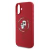 KARL LAGERFELD tok az IPHONE 16 Plus-hoz, MagSafe kompatibilis KLHMP16MSCMKCRHR (Szilikon KC Body Ring) piros