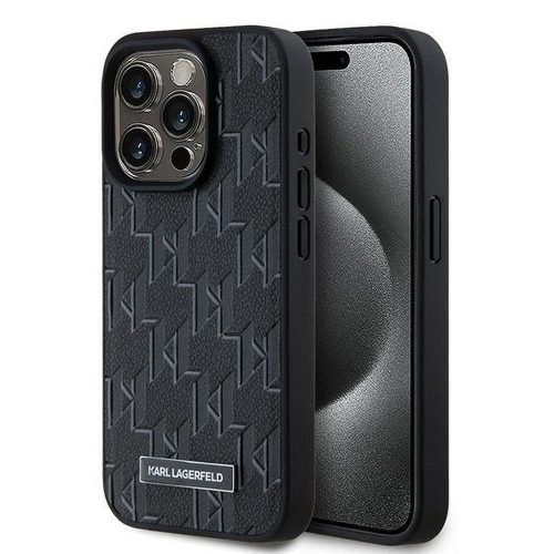 KARL LAGERFELD tok iPhone 15 Pro Max-hoz, MagSafe kompatibilis KLHMP15XPKHPORPK (PU Hot Stamp KL) fekete