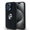KARL LAGERFELD tok az IPHONE 15 Pro készülékhez, kompatibilis a MagSafe technológiával KLHMP15LSCMKCRHK (Szilikon KC Body Ring) fekete
