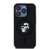KARL LAGERFELD tok az IPHONE 15 Pro készülékhez, kompatibilis a MagSafe technológiával KLHMP15LSCMKCRHK (Szilikon KC Body Ring) fekete