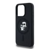 KARL LAGERFELD tok az IPHONE 15 Pro készülékhez, kompatibilis a MagSafe technológiával KLHMP15LSCMKCRHK (Szilikon KC Body Ring) fekete