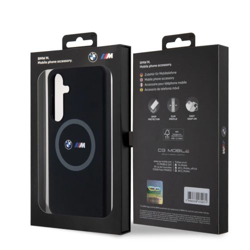 BMW M Printed Round and Logo Magsafe szilikon tok Samsung Galaxy S24+ készülékhez fekete