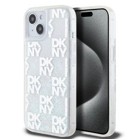   DKNY Liquid Glitter Checkered Pattern tok iPhone 15 készülékhez átlátszó