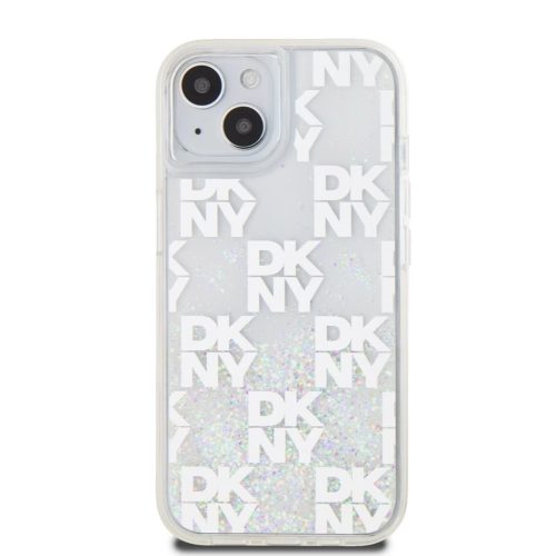 DKNY Liquid Glitter Checkered Pattern tok iPhone 15 készülékhez átlátszó