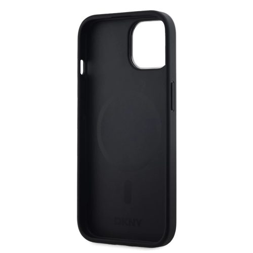 DKNY PU Leather Checkered Pattern Magsafe tok iPhone 15 készülékhez fekete