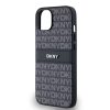 DKNY PU Leather Repeat Pattern Tonal Stripe tok iPhone 14 készülékhez fekete