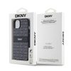 DKNY PU Leather Repeat Pattern Tonal Stripe tok iPhone 14 készülékhez fekete