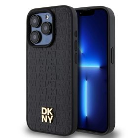   DKNY PU Leather Repeat Pattern Stack Logo MagSafe tok iPhone 14 Pro Max készülékhez fekete