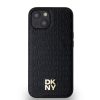 DKNY PU Leather Repeat Pattern Stack Logo MagSafe tok iPhone 15 készülékhez fekete