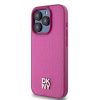 DKNY PU Leather Repeat Pattern Stack Logo MagSafe tok iPhone 15 Pro Max készülékhez rózsaszín