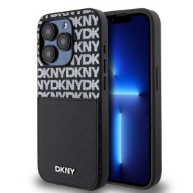   DKNY PU Leather Repeat Pattern Card Pocket tok iPhone 14 Pro Max készülékhez fekete