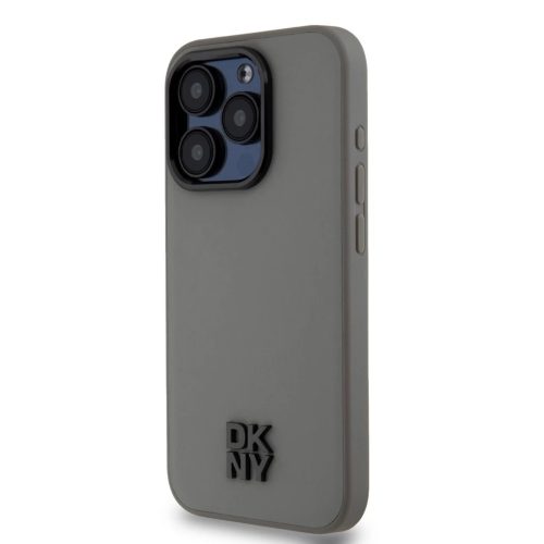 DKNY PU Leather Stack Logo Magsafe tok iPhone 15 Pro Max készülékhez szürke