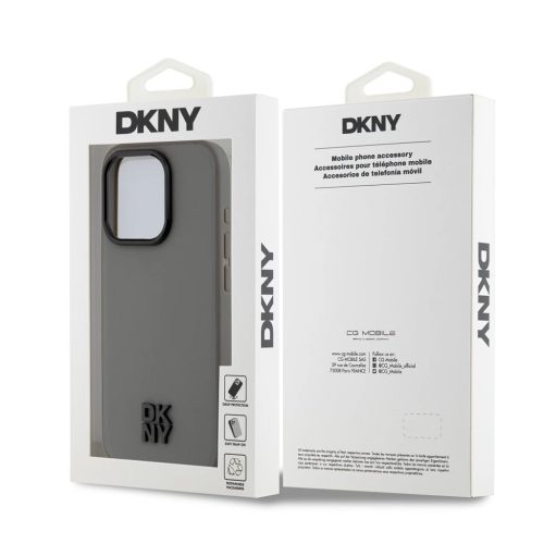 DKNY PU Leather Stack Logo Magsafe tok iPhone 15 Pro Max készülékhez szürke