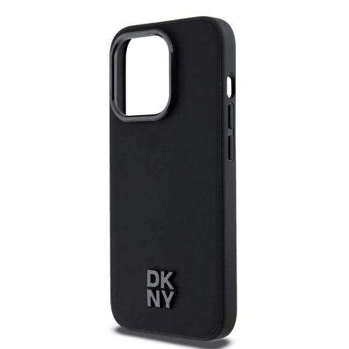 DKNY PU Leather Stack Logo Magsafe tok iPhone 15 Pro készülékhez fekete