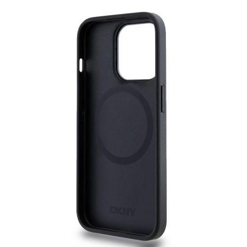 DKNY PU Leather Stack Logo Magsafe tok iPhone 15 Pro készülékhez fekete