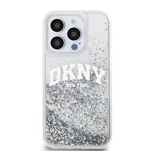 DKNY Liquid Glitter Arch Logo tok iPhone 15 Pro készülékhez átlátszó