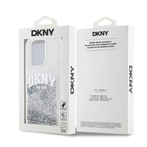 DKNY Liquid Glitter Arch Logo tok iPhone 15 Pro készülékhez átlátszó
