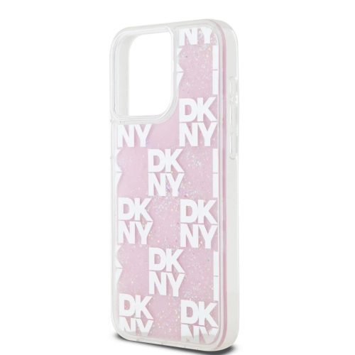 DKNY Liquid Glitter Checkered Pattern tok iPhone 15 Pro Max készülékhez rózsaszín