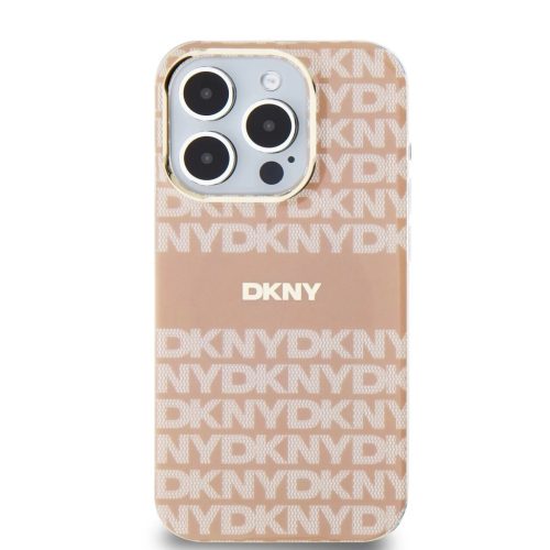 DKNY PC/TPU Repeat Pattern Tonal Stripe Magsafe tok iPhone 15 Pro készülékhez rózsaszín