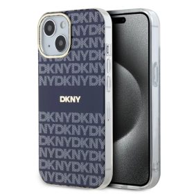   DKNY PC/TPU Repeat Pattern Tonal Stripe Magsafe tok iPhone 15 készülékhez kék