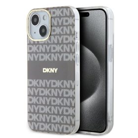   DKNY PC/TPU Repeat Pattern Tonal Stripe Magsafe tok iPhone 15 készülékhez bézs