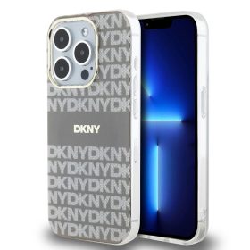   DKNY PC/TPU Repeat Pattern Tonal Stripe Magsafe tok iPhone 15 Pro készülékhez bézs
