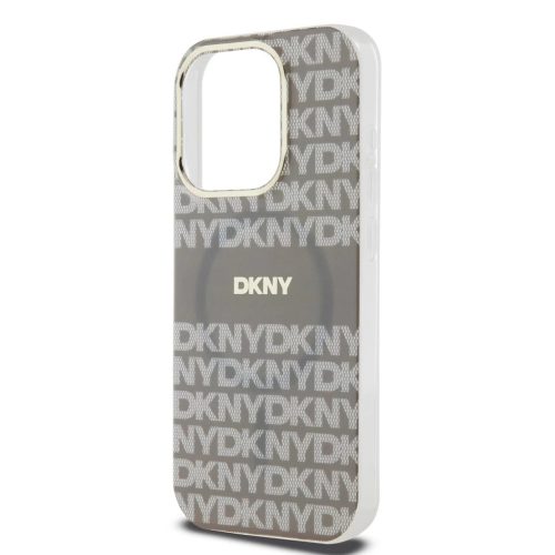 DKNY PC/TPU Repeat Pattern Tonal Stripe Magsafe tok iPhone 15 Pro készülékhez bézs