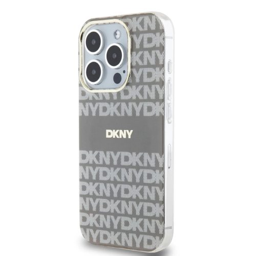 DKNY PC/TPU Repeat Pattern Tonal Stripe Magsafe tok iPhone 15 Pro Max készülékhez bézs