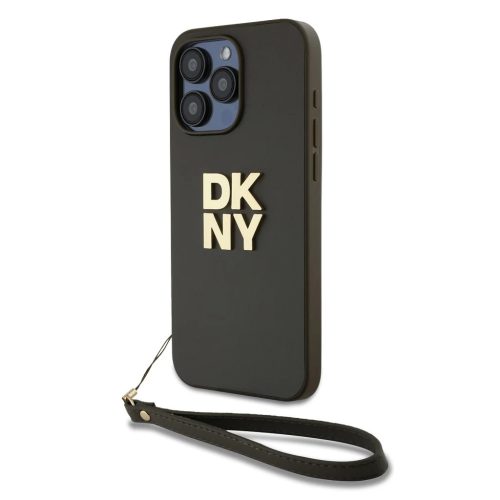 DKNY PU Leather Stack Logo Wrist Strap tok iPhone 14 Pro Max készülékhez barna