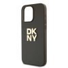 DKNY PU Leather Stack Logo csuklópántos tok iPhone 15 Pro készülékhez barna