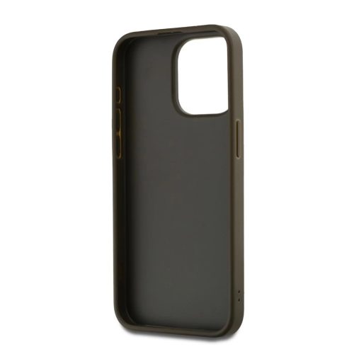 DKNY PU Leather Stack Logo csuklópántos tok iPhone 15 Pro készülékhez barna