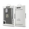 DKNY PU Leather Stack Logo csuklópántos tok iPhone 15 Pro készülékhez barna