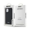 DKNY PU Leather Silver Metal Logo Magsafe tok iPhone 15 készülékhez fekete